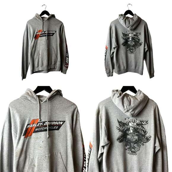 Harley Davidson Fort Wayne Indiana Hoodie Adult Gray Large Graphic - Picture 1 of 16